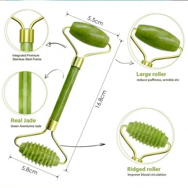 3 įrankių rinkinys veido masažui Jade Rollers 1