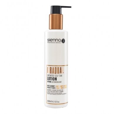 SIENNA-X palaipsninis savaiminio įdegio losjonas, GRADUAL UNTINTED SELF TAN LOTION, 200 ml